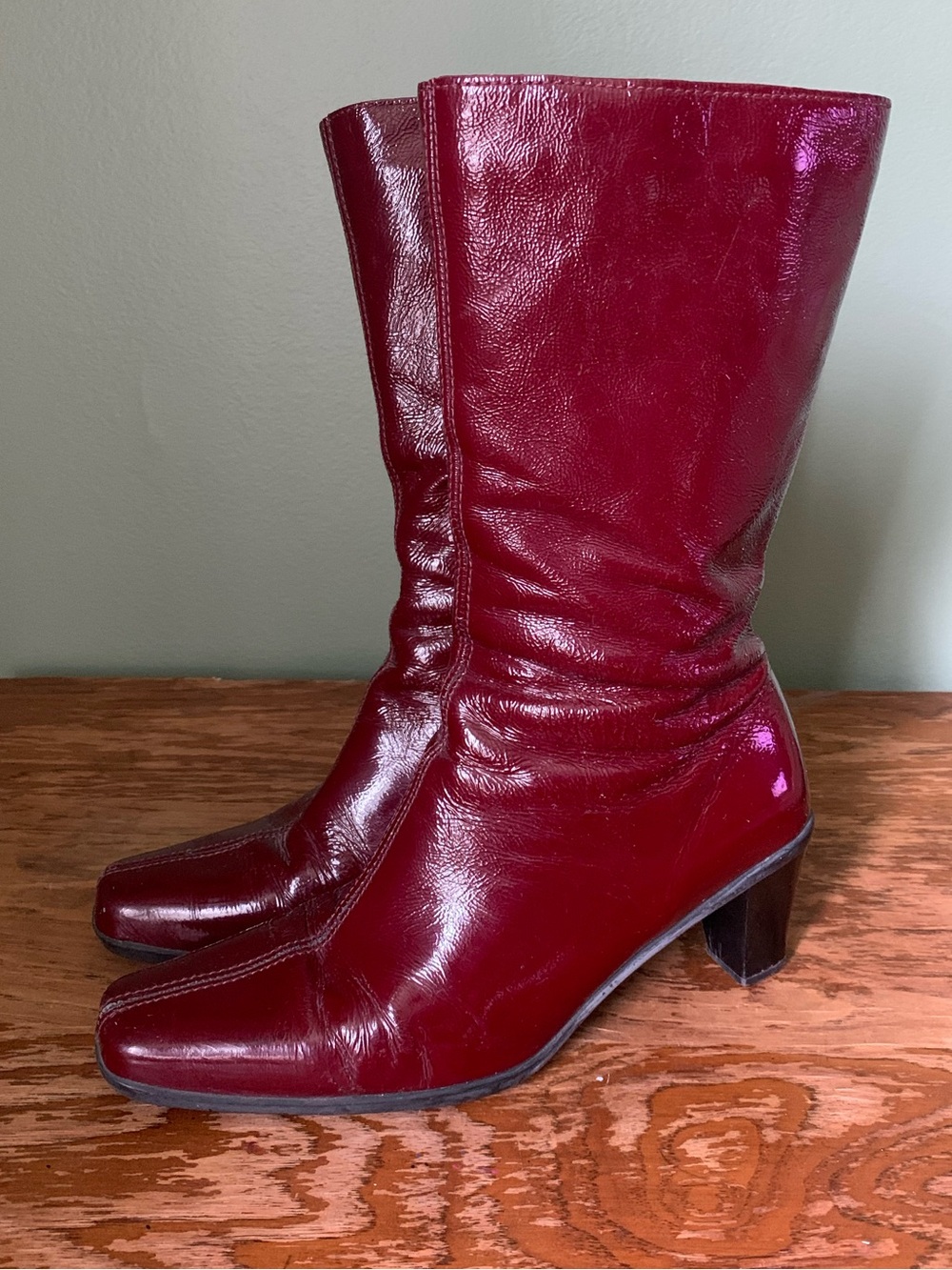 La CANADIENNE | Vintage Y2K Leather Mid-Calf Heeled Boots - 7.5 M